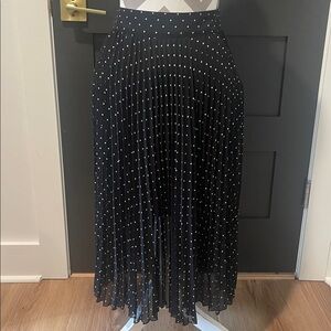 Sezane Black Midi Skirt with White Dots